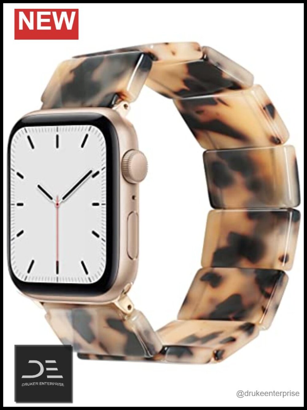 Stretchy Resin Watch Band for Apple Watch, Tortoise Strap Bracelet, Women
